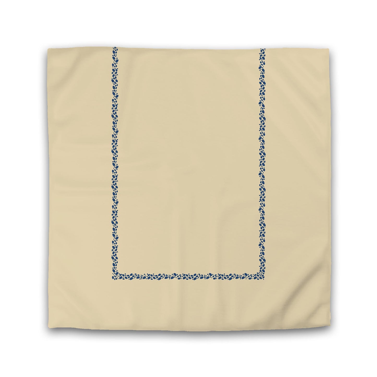 Tan Cotton Sateen Duvet Cover, Royal Blue Hand-painted Dab Motif Print, Classic Border | CSDU-1294-091