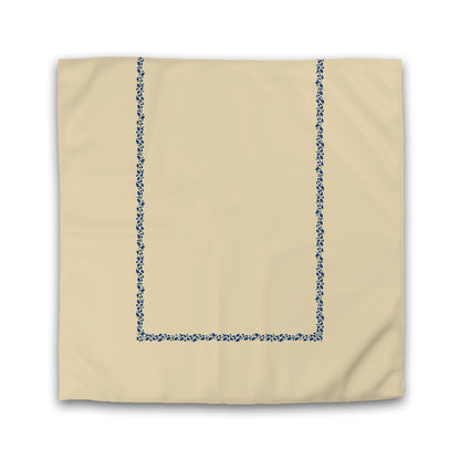Tan Cotton Sateen Duvet Cover, Royal Blue Hand-painted Dab Motif Print, Classic Border | CSDU-1294-091