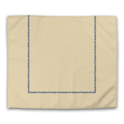 Tan Cotton Sateen Duvet Cover, Royal Blue Hand-painted Dab Motif Print, Classic Border | CSDU-1294-091