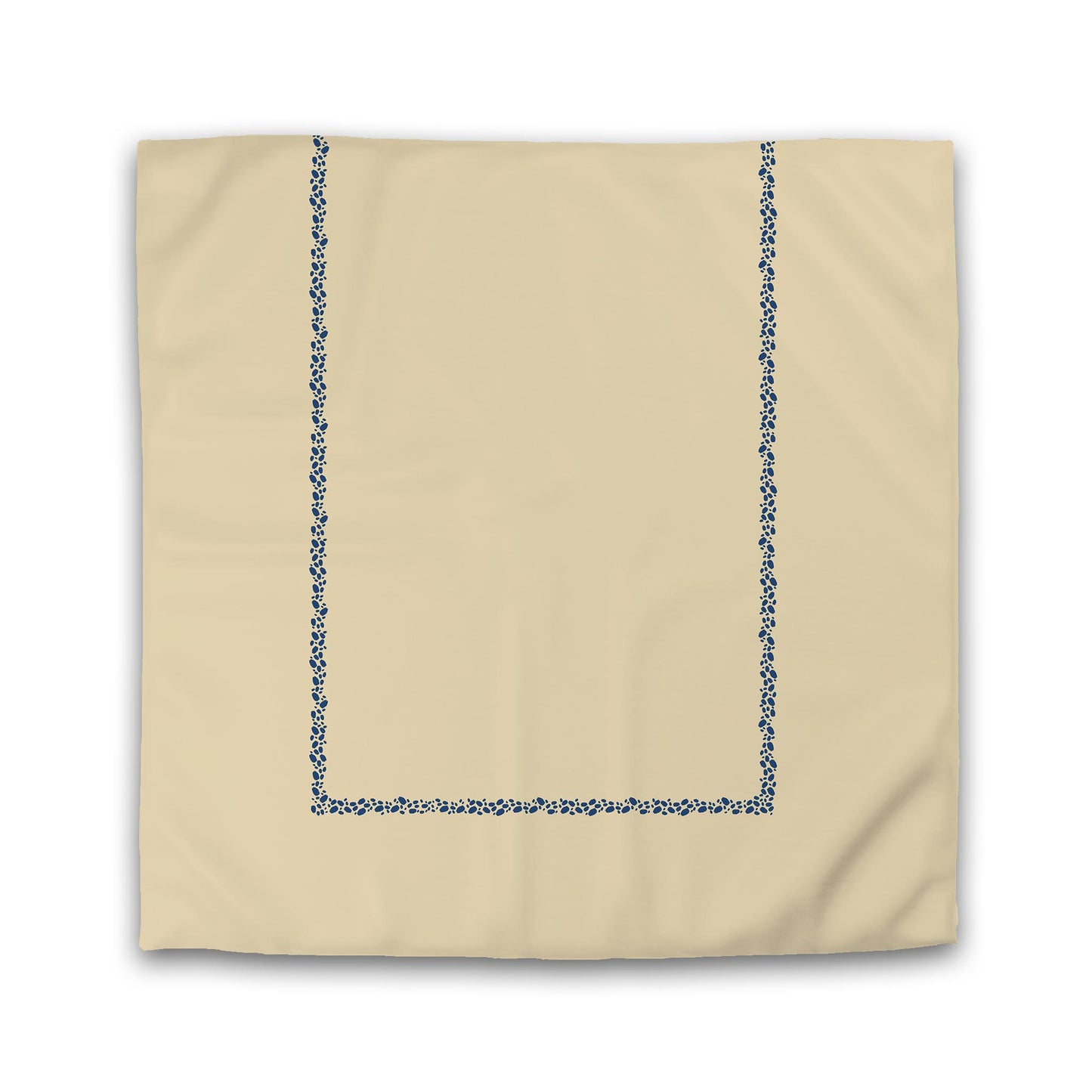 Tan Cotton Sateen Duvet Cover, Royal Blue Hand-painted Dab Motif Print, Classic Border | CSDU-1294-091