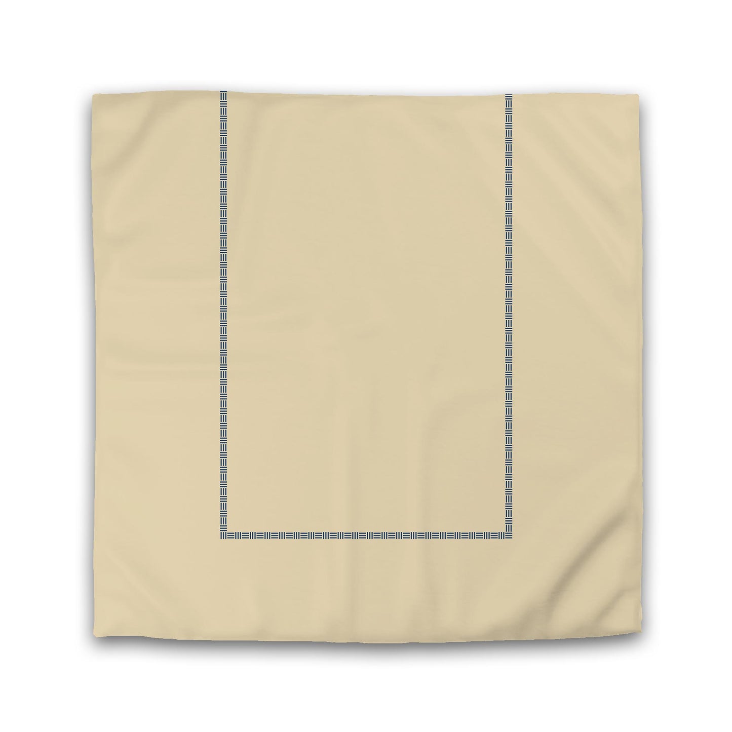 Tan Cotton Sateen Duvet Cover, Royal Blue Single Weave Motif Print, Classic Border | CSDU-1294-141