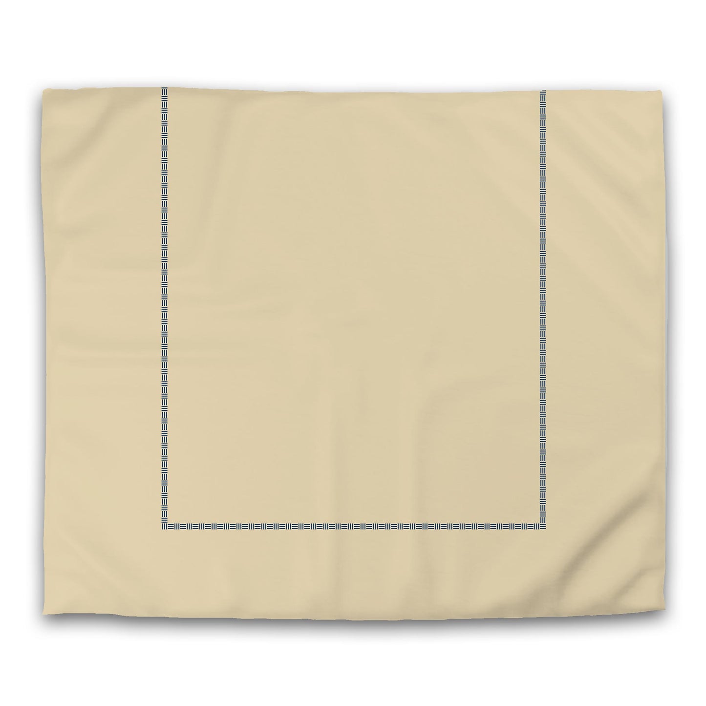 Tan Cotton Sateen Duvet Cover, Royal Blue Single Weave Motif Print, Classic Border | CSDU-1294-141