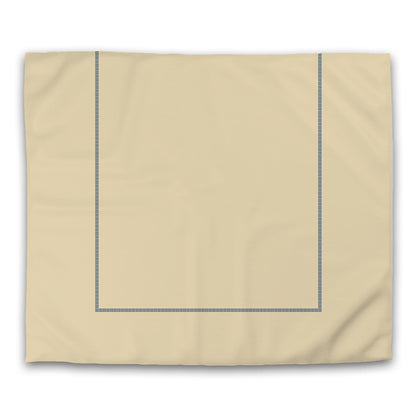 Tan Cotton Sateen Duvet Cover, Royal Blue Single Weave Motif Print, Classic Border | CSDU-1294-141