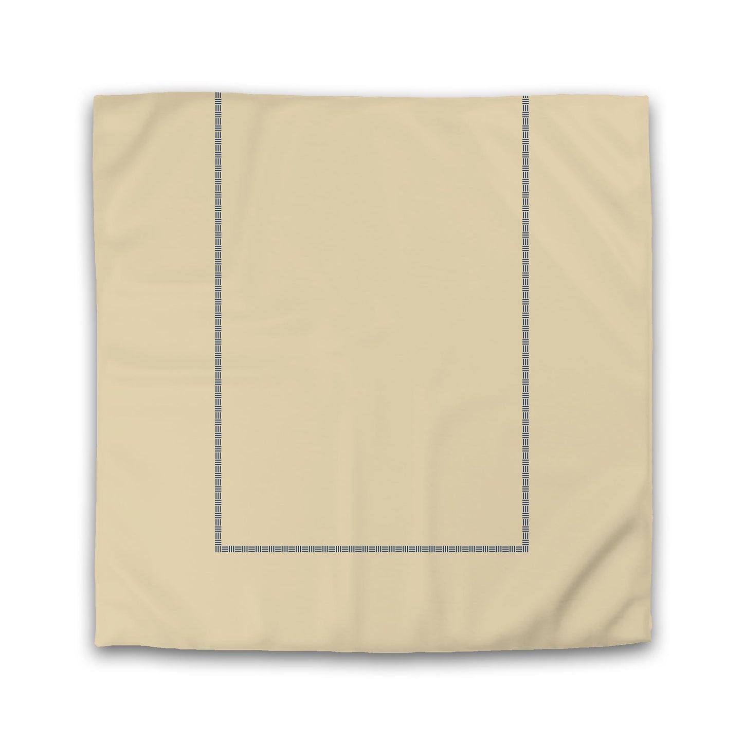 Tan Cotton Sateen Duvet Cover, Royal Blue Single Weave Motif Print, Classic Border | CSDU-1294-141