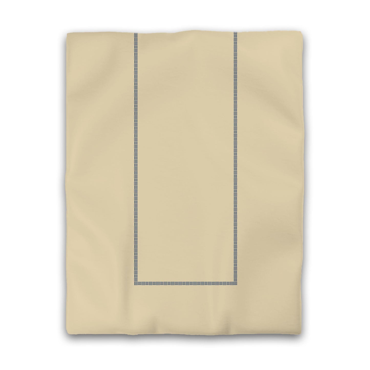 Tan Cotton Sateen Duvet Cover, Royal Blue Single Weave Motif Print, Classic Border | CSDU-1294-141