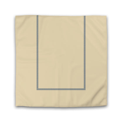 Tan Cotton Sateen Duvet Cover, Royal Blue Double Weave Motif Print, Classic Border | CSDU-1294-143