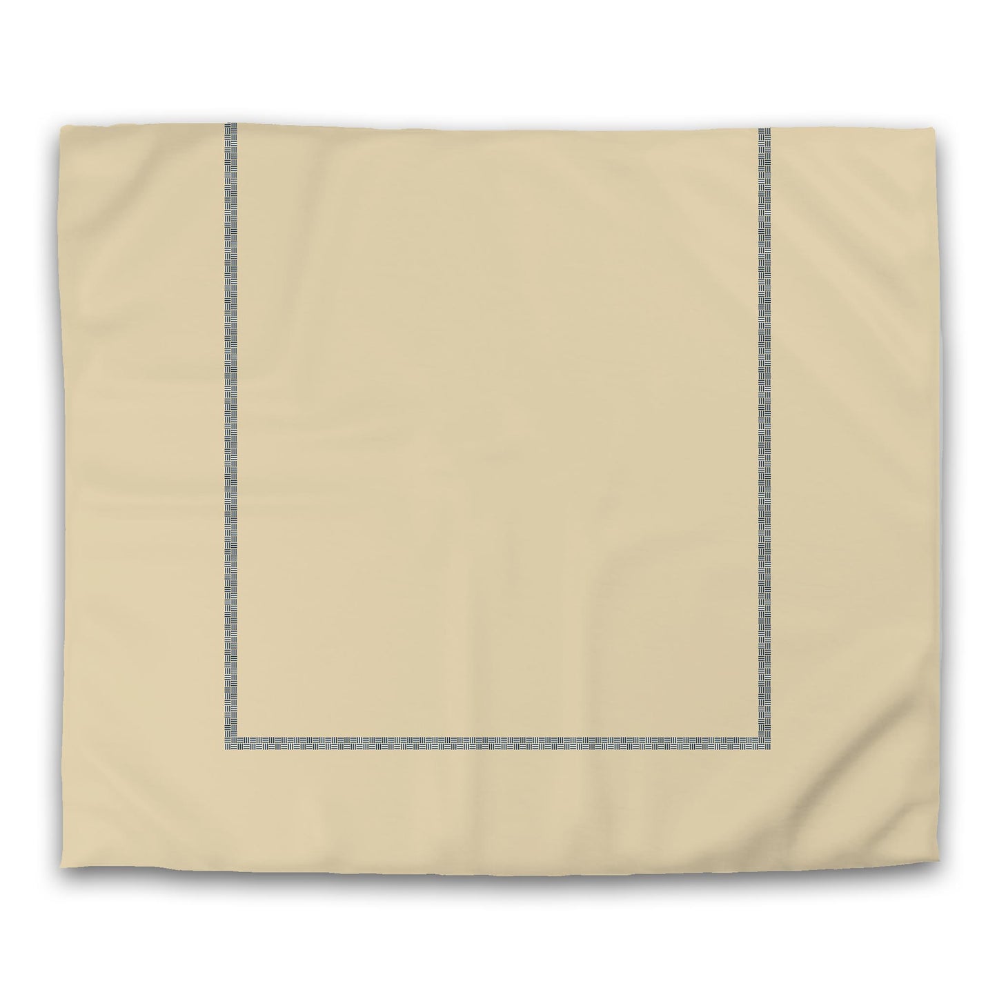Tan Cotton Sateen Duvet Cover, Royal Blue Double Weave Motif Print, Classic Border | CSDU-1294-143