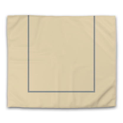 Tan Cotton Sateen Duvet Cover, Royal Blue Double Weave Motif Print, Classic Border | CSDU-1294-143