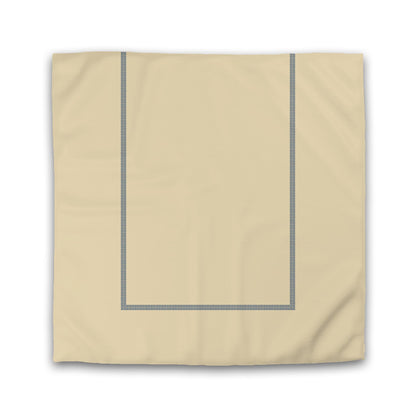 Tan Cotton Sateen Duvet Cover, Royal Blue Double Weave Motif Print, Classic Border | CSDU-1294-143
