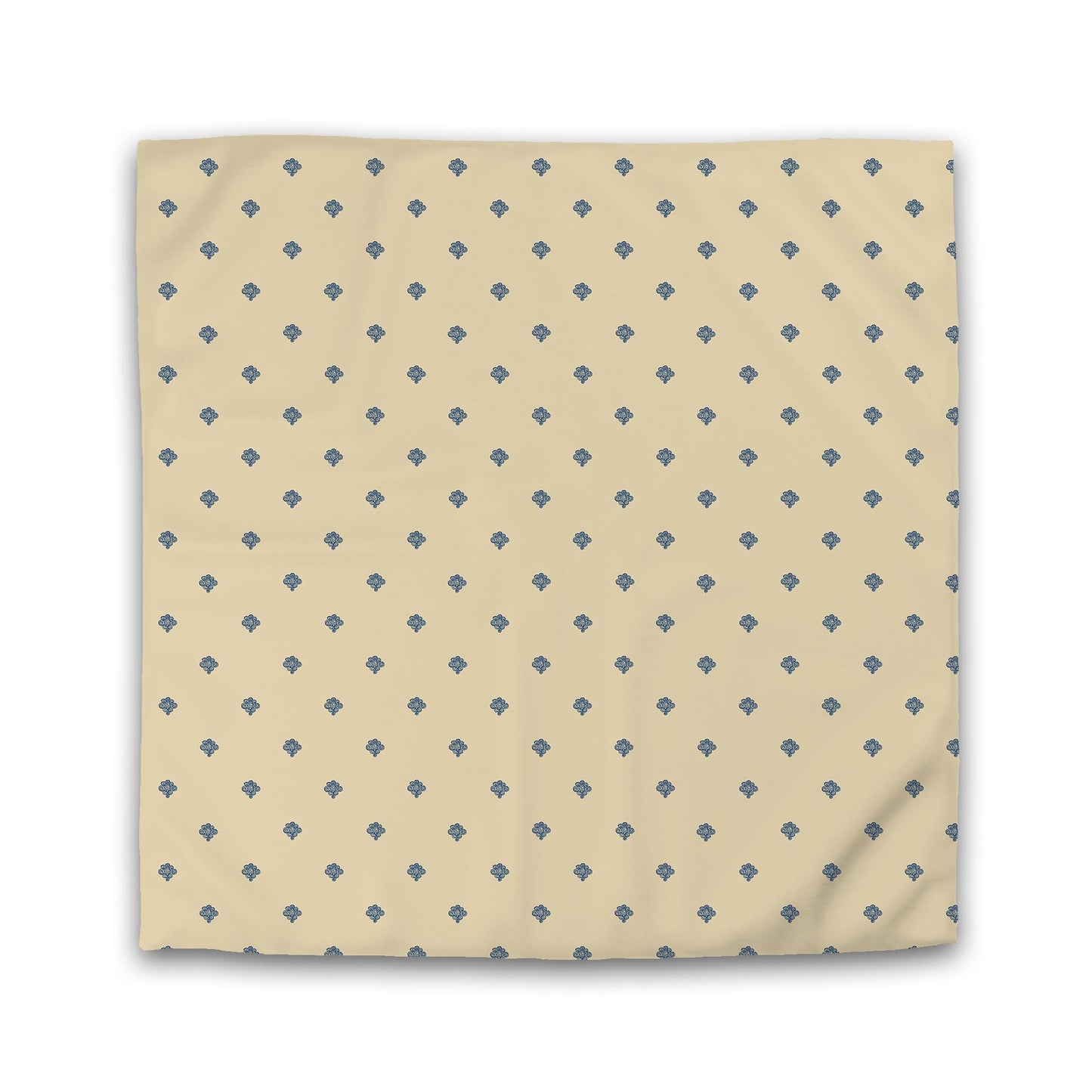 Tan Cotton Sateen Duvet Cover, Royal Blue Hand-painted Swizzle Motif Print | CSDU-1294-171