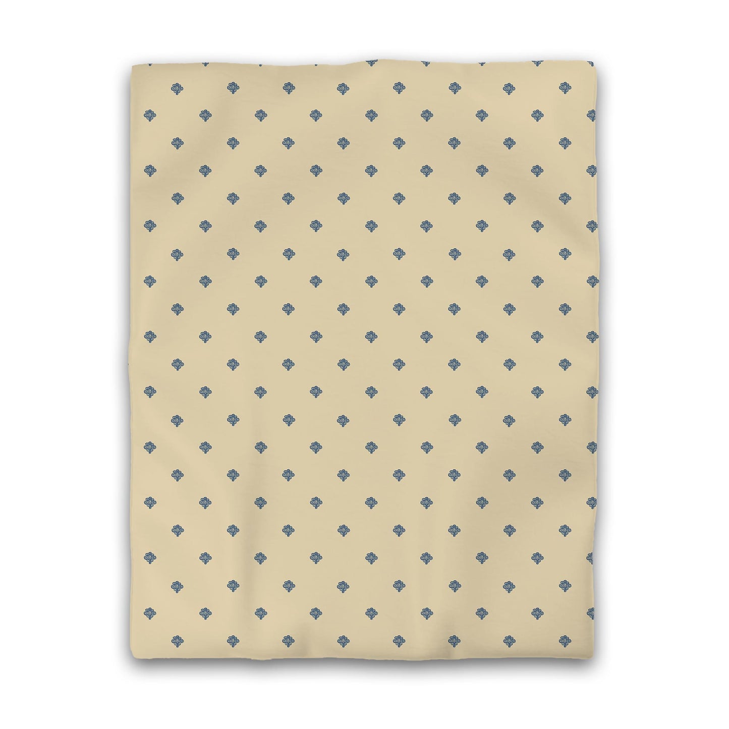 Tan Cotton Sateen Duvet Cover, Royal Blue Hand-painted Swizzle Motif Print | CSDU-1294-171