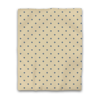 Tan Cotton Sateen Duvet Cover, Royal Blue Hand-painted Swizzle Motif Print | CSDU-1294-171