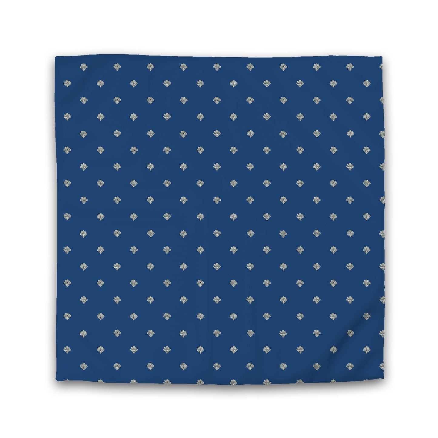 Royal Blue Cotton Sateen Duvet Cover, Tan Hand-painted Swizzle Motif Print | CSDU-1294-172