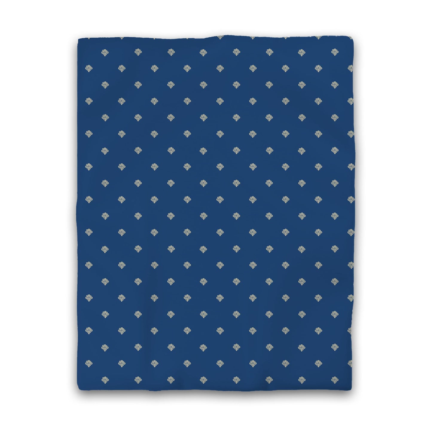 Royal Blue Cotton Sateen Duvet Cover, Tan Hand-painted Swizzle Motif Print | CSDU-1294-172