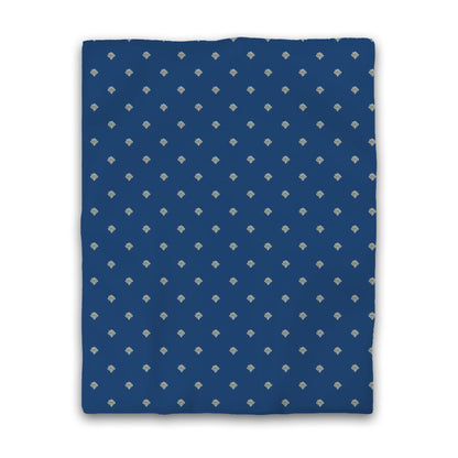 Royal Blue Cotton Sateen Duvet Cover, Tan Hand-painted Swizzle Motif Print | CSDU-1294-172