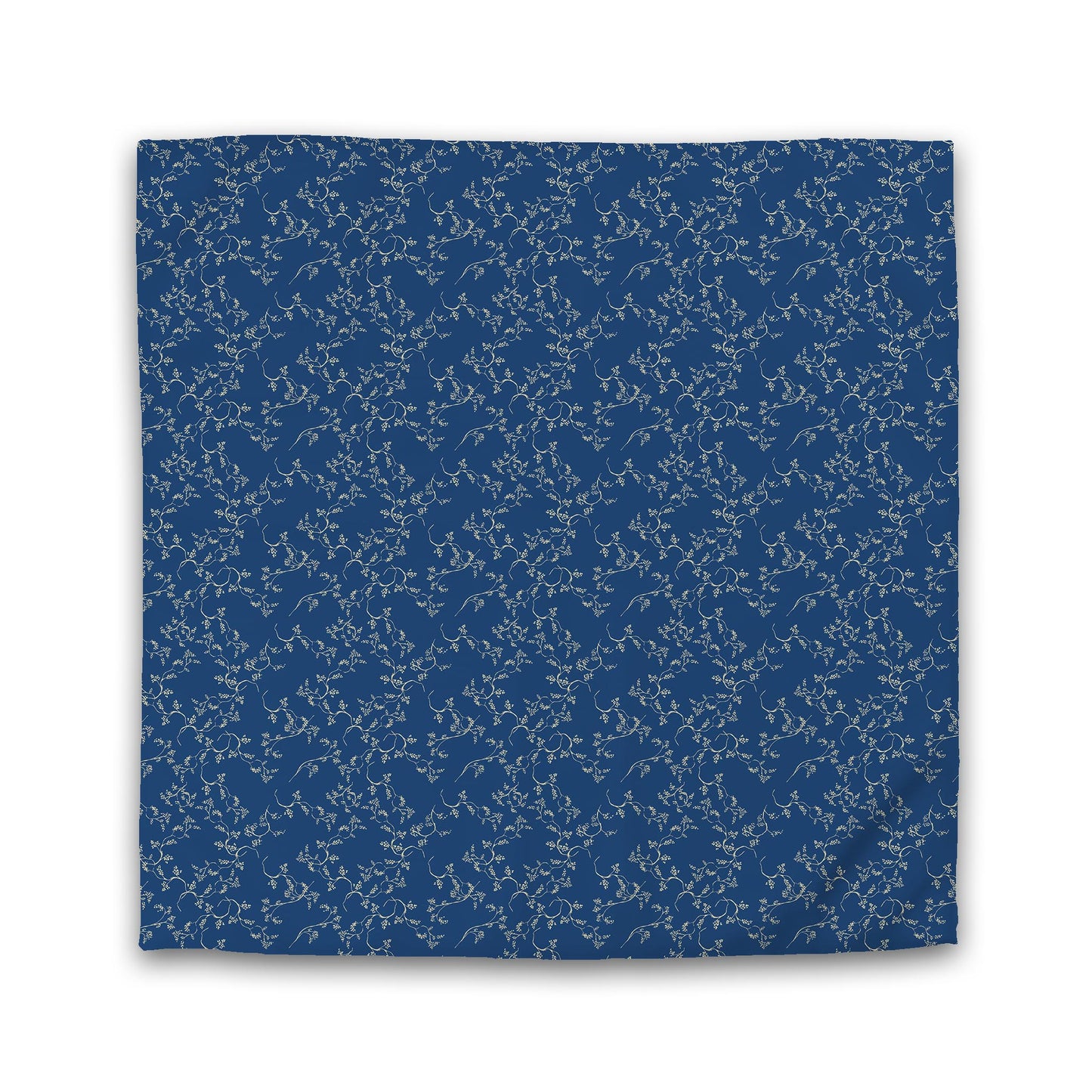 Royal Blue Cotton Sateen Duvet Cover, Tan Hand-painted Vine Print | CSDU-1294-182