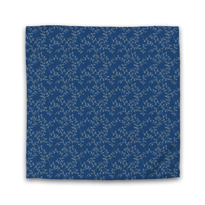 Royal Blue Cotton Sateen Duvet Cover, Tan Hand-painted Vine Print | CSDU-1294-182