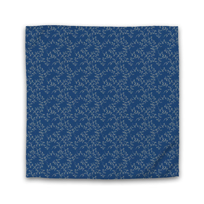 Royal Blue Cotton Sateen Duvet Cover, Tan Hand-painted Vine Print | CSDU-1294-182