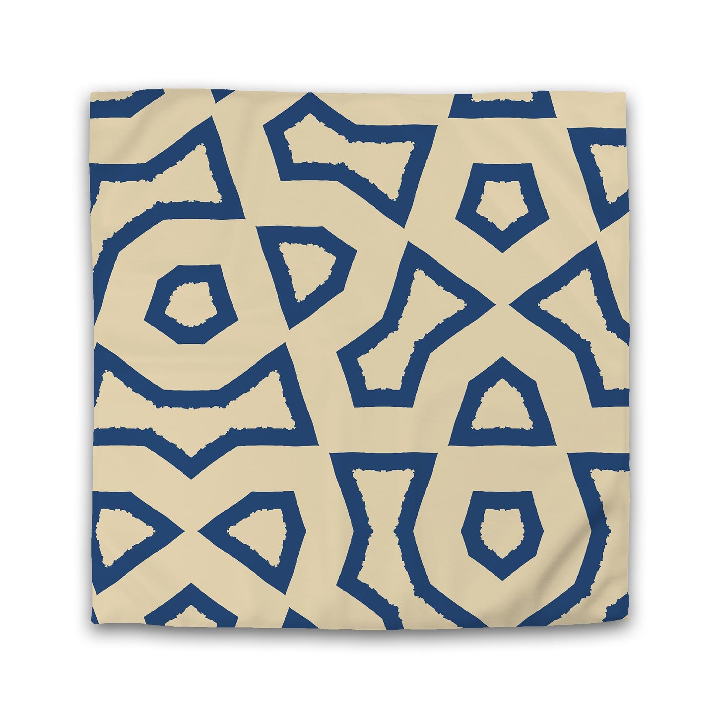 Tan Cotton Sateen Duvet Cover, Bold Royal Blue Graphic | CSDU-1294-391