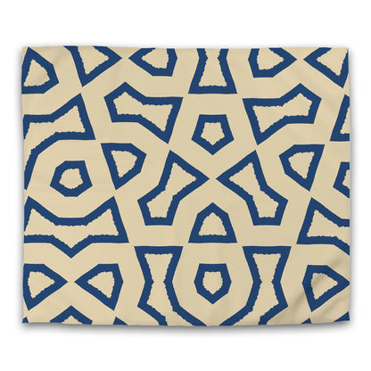 Tan Cotton Sateen Duvet Cover, Bold Royal Blue Graphic | CSDU-1294-391