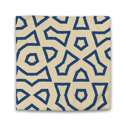 Tan Cotton Sateen Duvet Cover, Bold Royal Blue Graphic | CSDU-1294-391