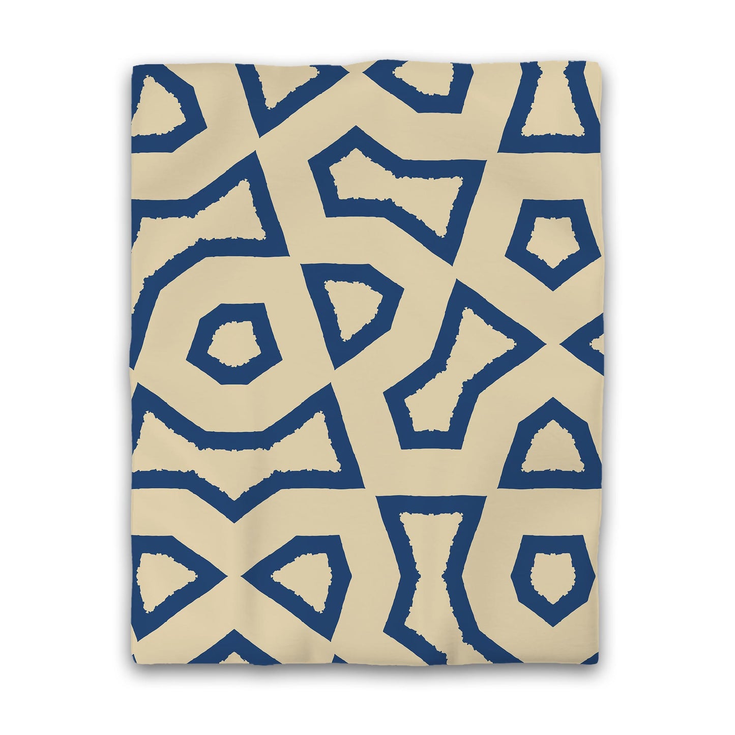 Tan Cotton Sateen Duvet Cover, Bold Royal Blue Graphic | CSDU-1294-391