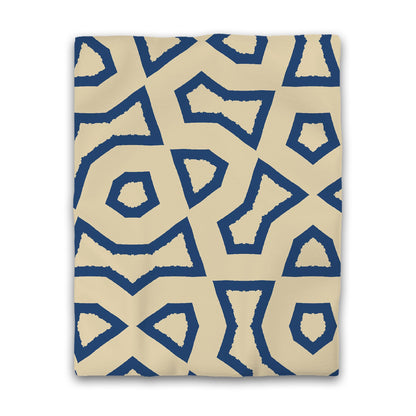 Tan Cotton Sateen Duvet Cover, Bold Royal Blue Graphic | CSDU-1294-391
