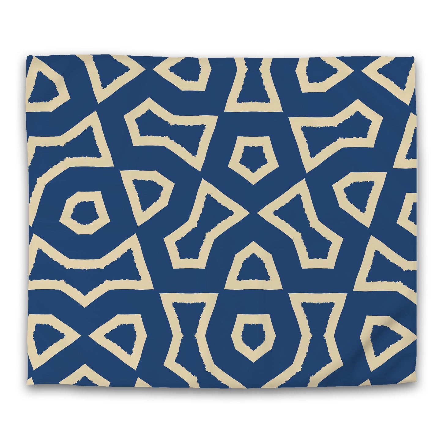 Royal Blue Cotton Sateen Duvet Cover, Bold Tan Graphic | CSDU-1294-392