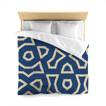 Royal Blue Cotton Sateen Duvet Cover, Bold Tan Graphic | CSDU-1294-392, Queen Size