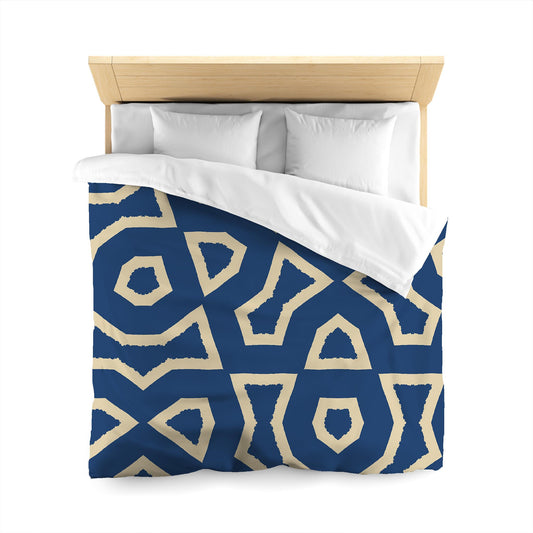 Royal Blue Cotton Sateen Duvet Cover, Bold Tan Graphic | CSDU-1294-392, Queen Size
