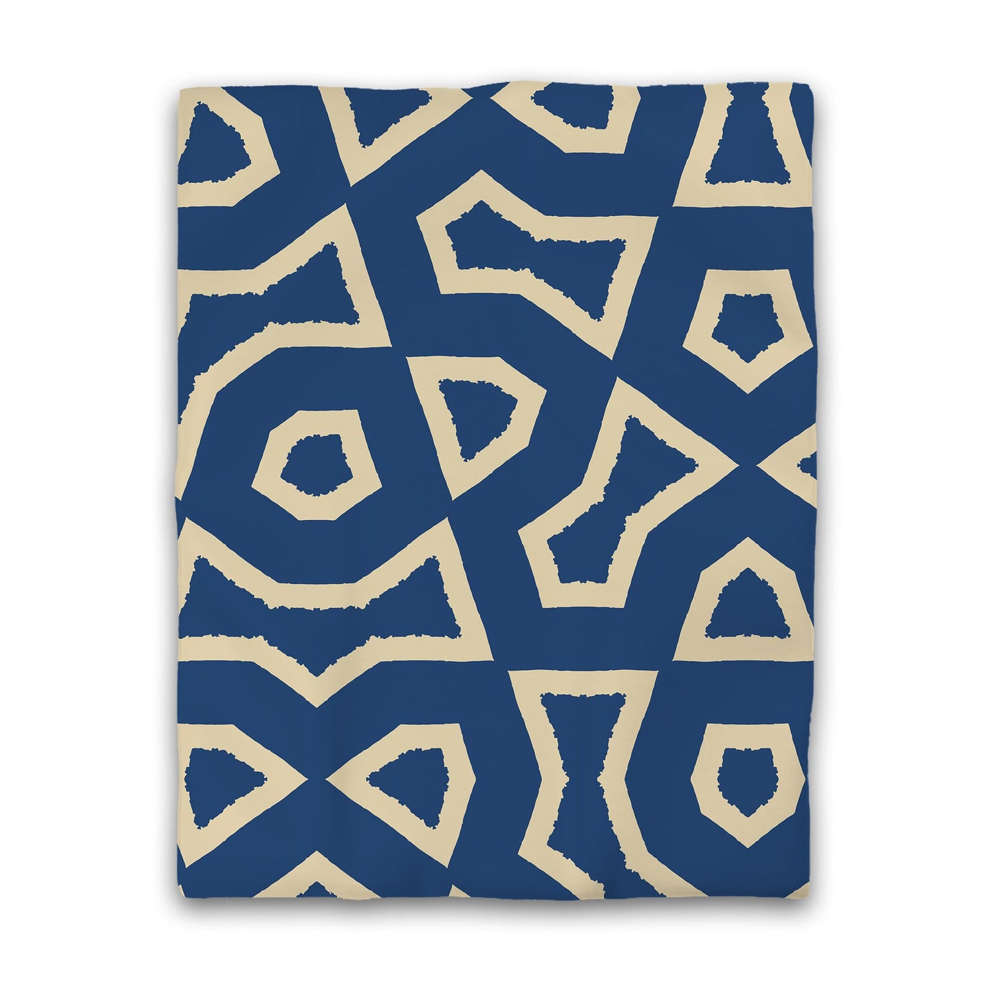 Royal Blue Cotton Sateen Duvet Cover, Bold Tan Graphic | CSDU-1294-392