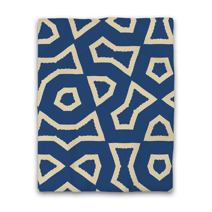 Royal Blue Cotton Sateen Duvet Cover, Bold Tan Graphic | CSDU-1294-392