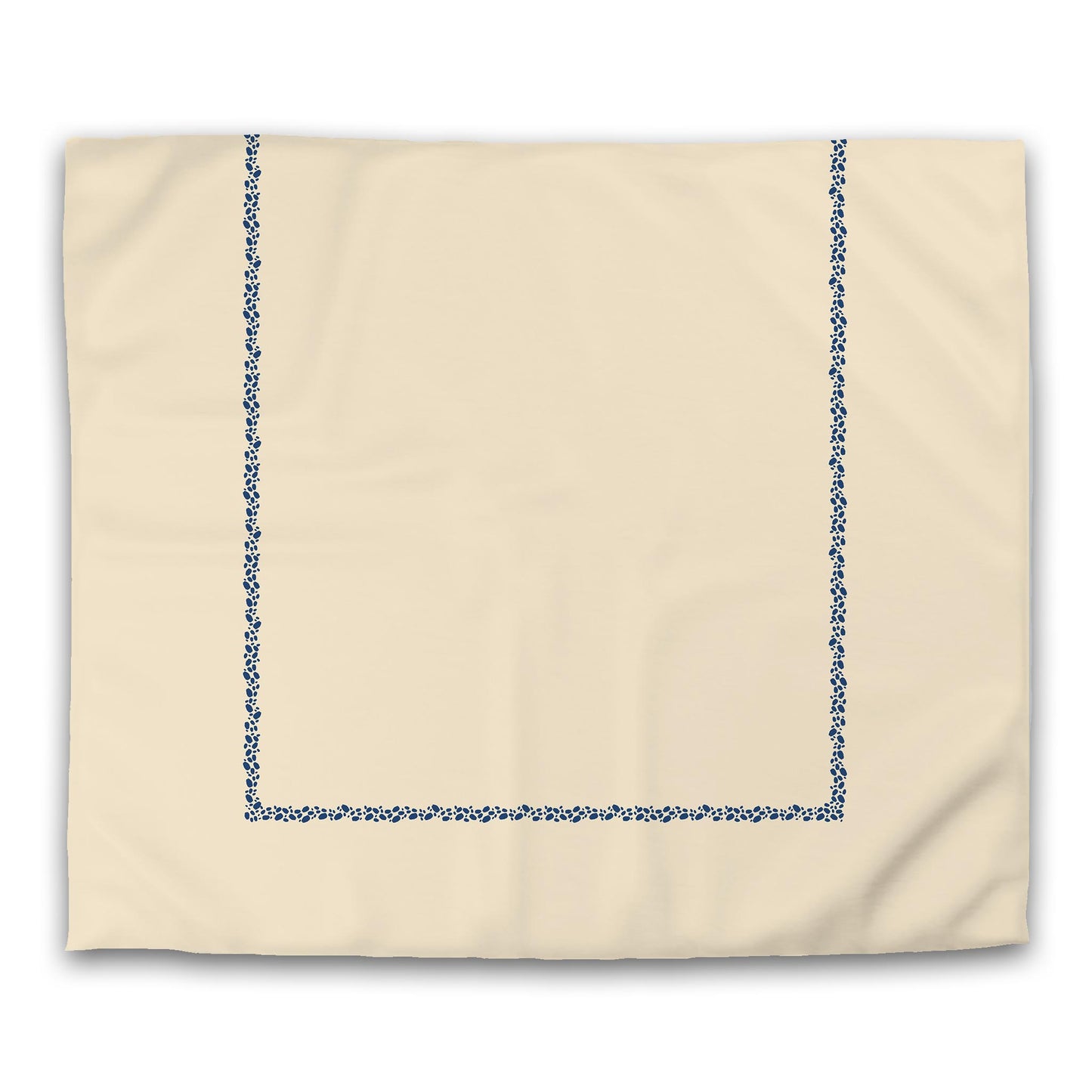 Beige Cotton Sateen Duvet Cover, Royal Blue Hand-painted Dab Motif Print, Classic Border | CSDU-1295-091