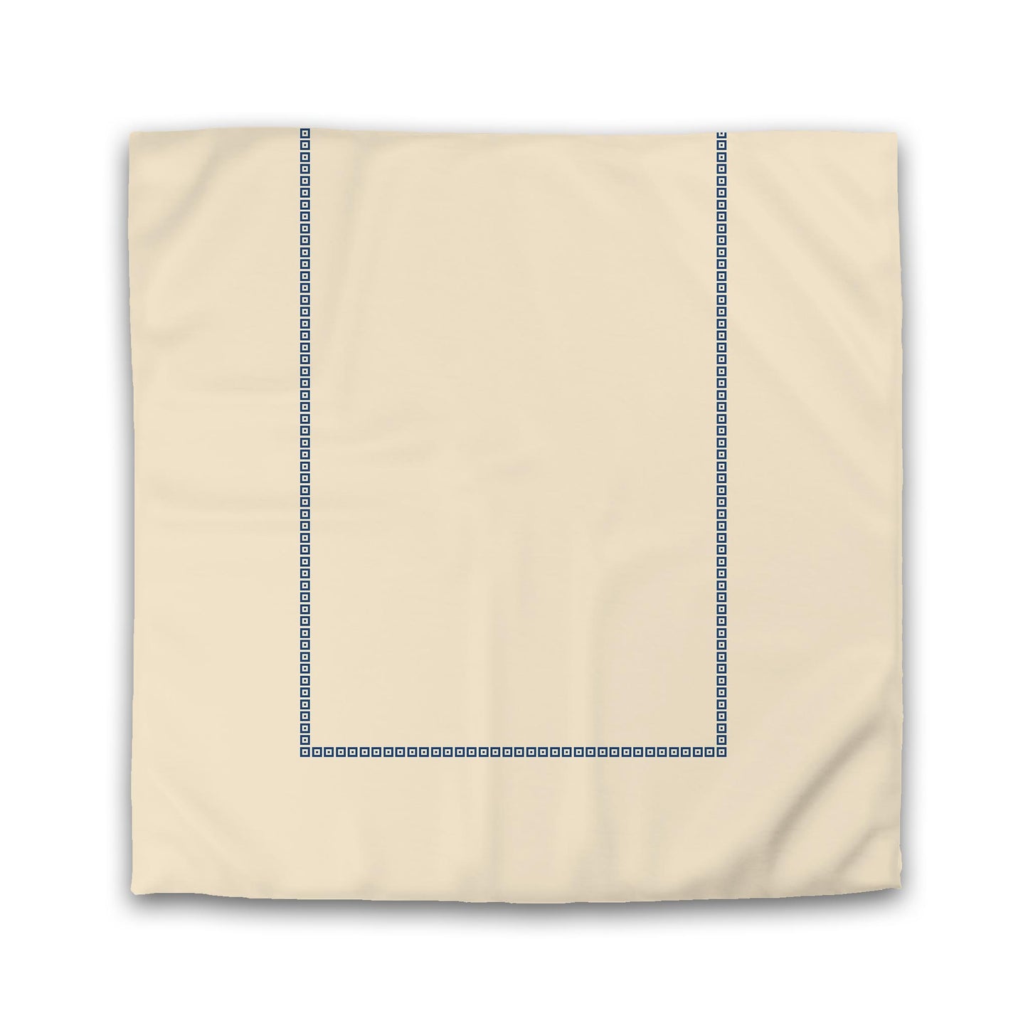 Beige Cotton Sateen Duvet Cover, Royal Blue Repeating Square Motif Print, Classic Border | CSDU-1295-121
