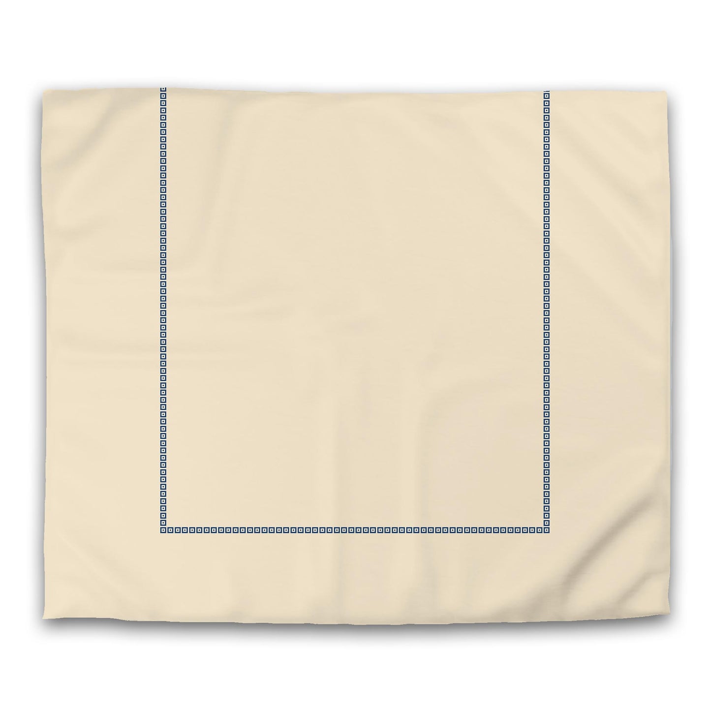 Beige Cotton Sateen Duvet Cover, Royal Blue Repeating Square Motif Print, Classic Border | CSDU-1295-121