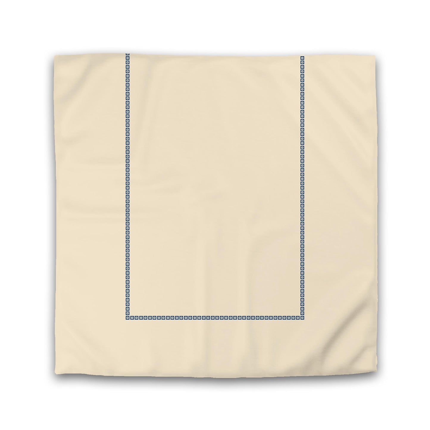 Beige Cotton Sateen Duvet Cover, Royal Blue Repeating Square Motif Print, Classic Border | CSDU-1295-121