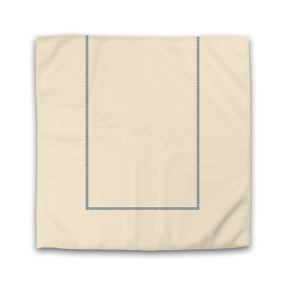 Beige Cotton Sateen Duvet Cover, Royal Blue Single Weave Motif Print, Classic Border | CSDU-1295-141