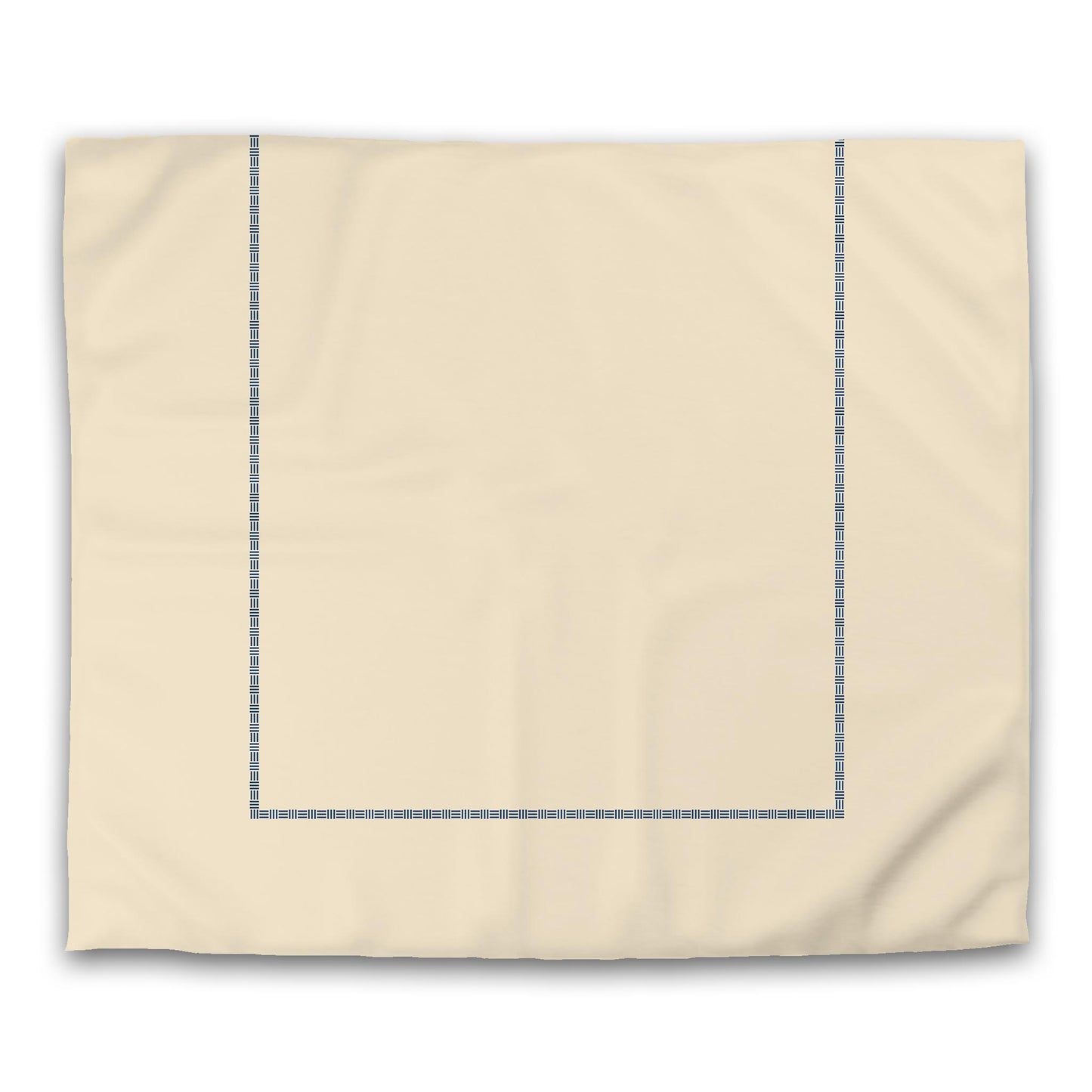 Beige Cotton Sateen Duvet Cover, Royal Blue Single Weave Motif Print, Classic Border | CSDU-1295-141