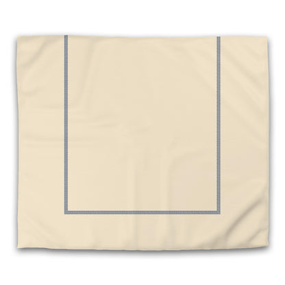 Beige Cotton Sateen Duvet Cover, Royal Blue Double Weave Motif Print, Classic Border | CSDU-1295-143