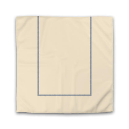 Beige Cotton Sateen Duvet Cover, Royal Blue Double Weave Motif Print, Classic Border | CSDU-1295-143