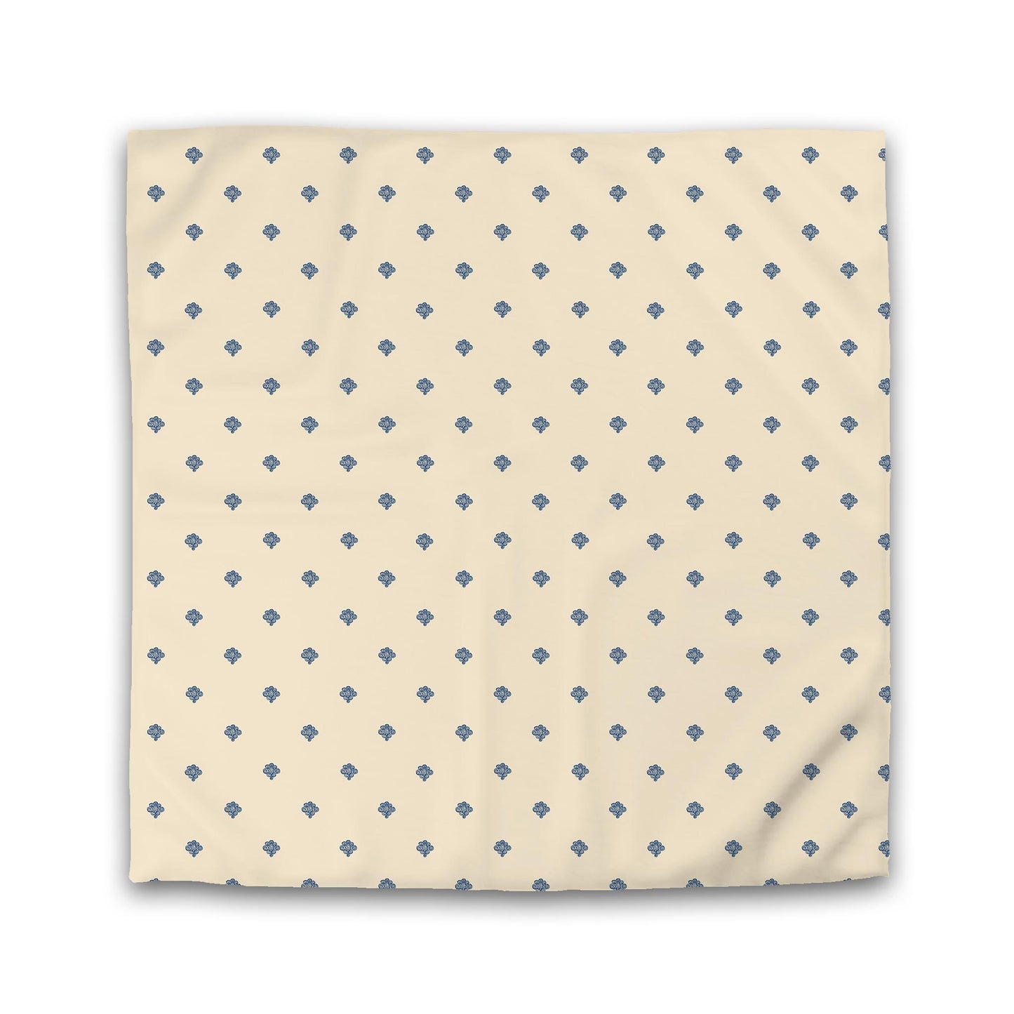 Beige Cotton Sateen Duvet Cover, Royal Blue Hand-painted Swizzle Motif Print | CSDU-1295-171