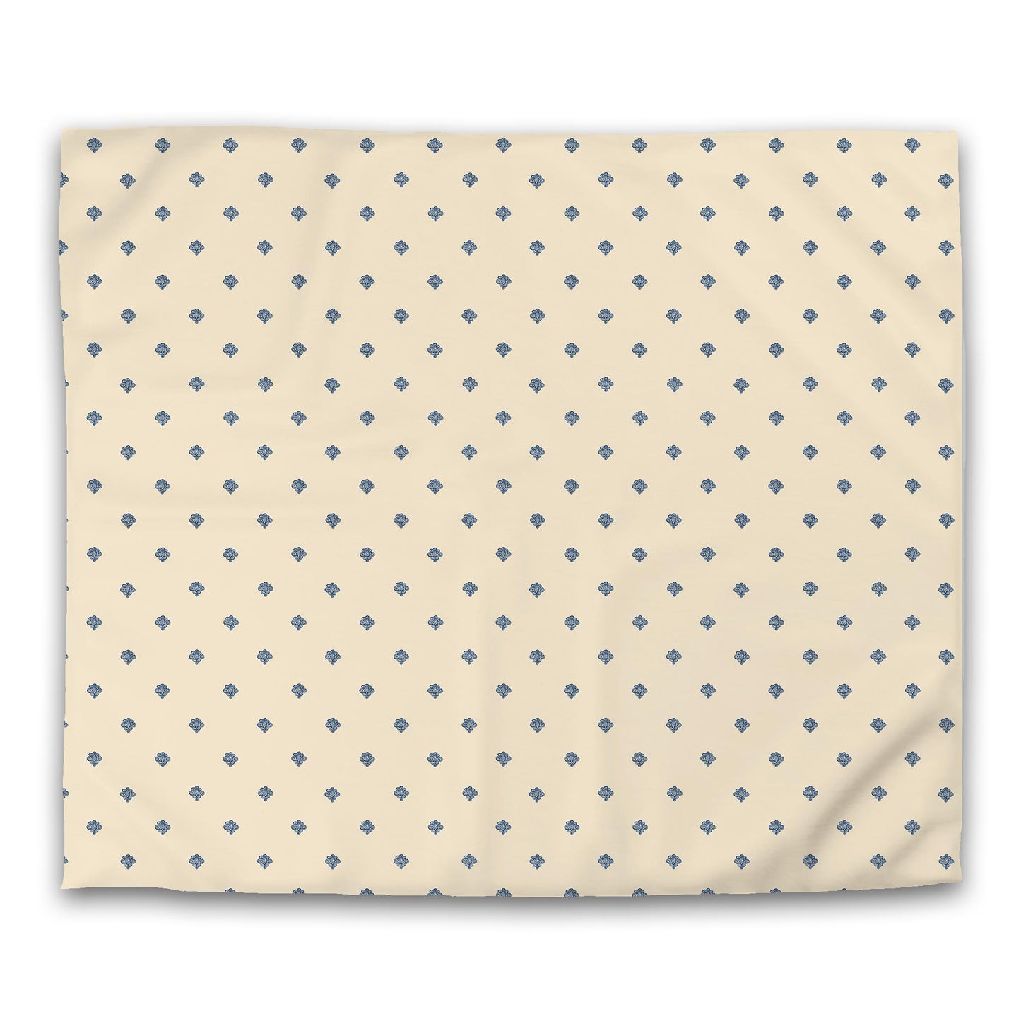 Beige Cotton Sateen Duvet Cover, Royal Blue Hand-painted Swizzle Motif Print | CSDU-1295-171