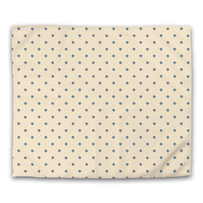 Beige Cotton Sateen Duvet Cover, Royal Blue Hand-painted Swizzle Motif Print | CSDU-1295-171