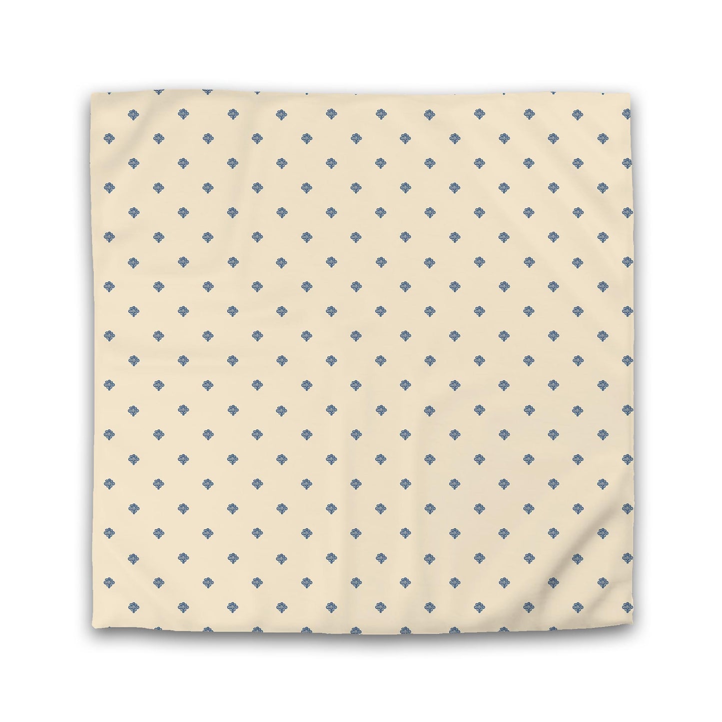 Beige Cotton Sateen Duvet Cover, Royal Blue Hand-painted Swizzle Motif Print | CSDU-1295-171