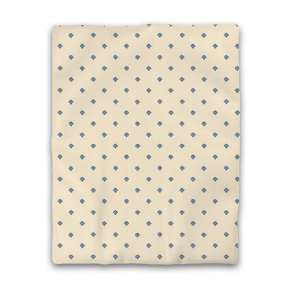 Beige Cotton Sateen Duvet Cover, Royal Blue Hand-painted Swizzle Motif Print | CSDU-1295-171