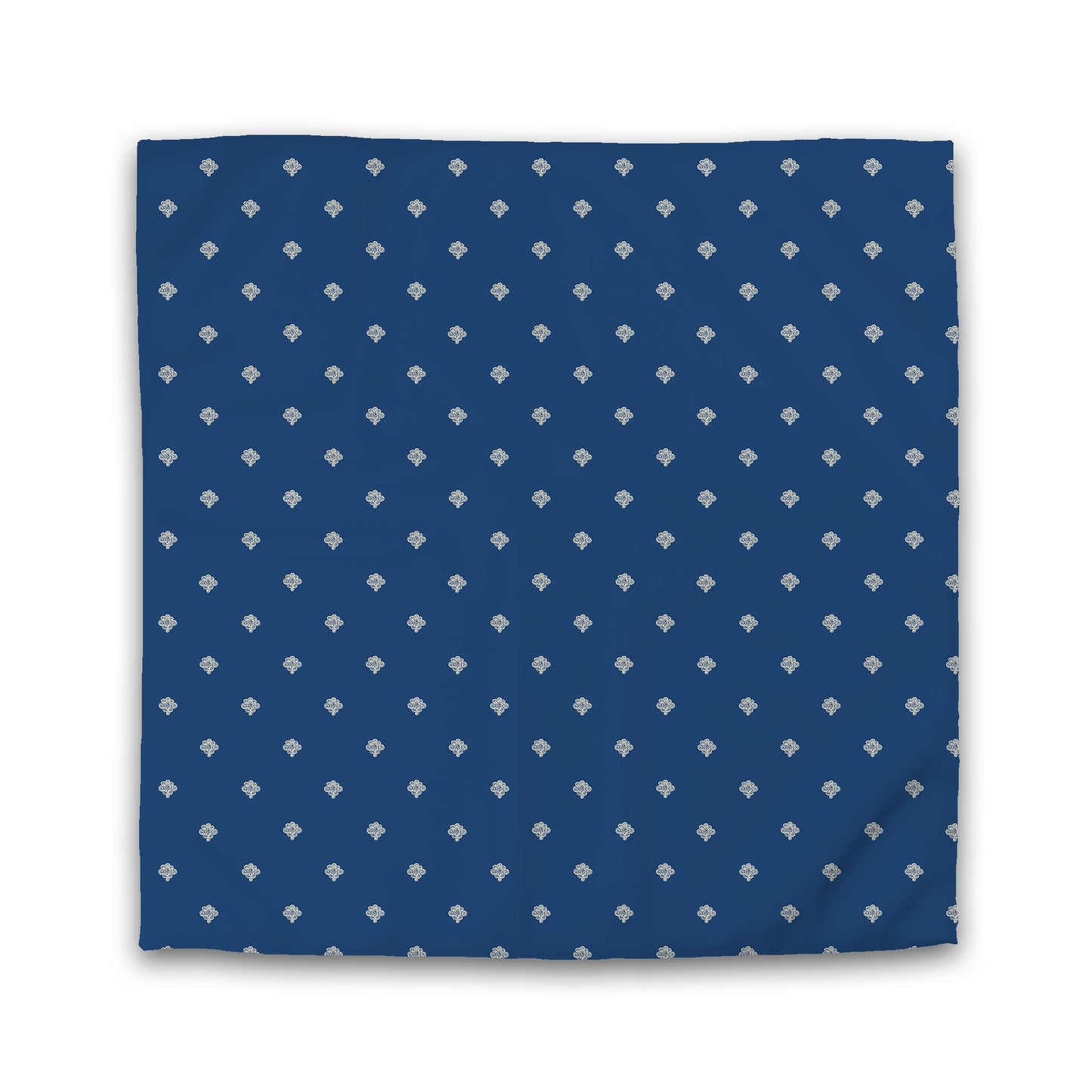 Royal Blue Cotton Sateen Duvet Cover, Beige Hand-painted Swizzle Motif Print | CSDU-1295-172