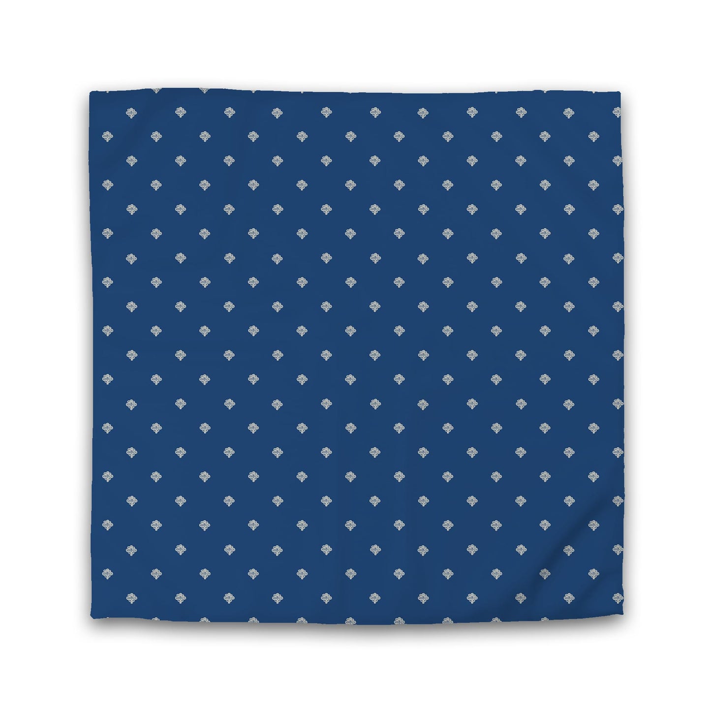 Royal Blue Cotton Sateen Duvet Cover, Beige Hand-painted Swizzle Motif Print | CSDU-1295-172