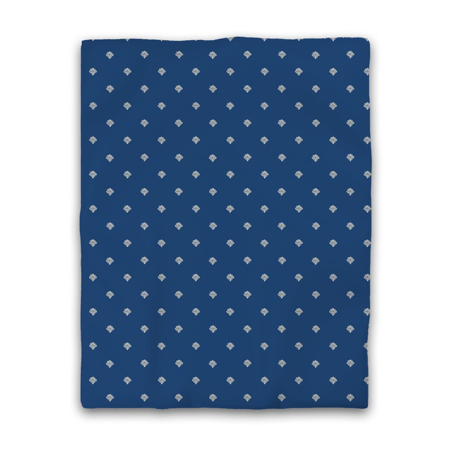 Royal Blue Cotton Sateen Duvet Cover, Beige Hand-painted Swizzle Motif Print | CSDU-1295-172