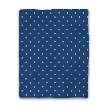 Royal Blue Cotton Sateen Duvet Cover, Beige Hand-painted Swizzle Motif Print | CSDU-1295-172