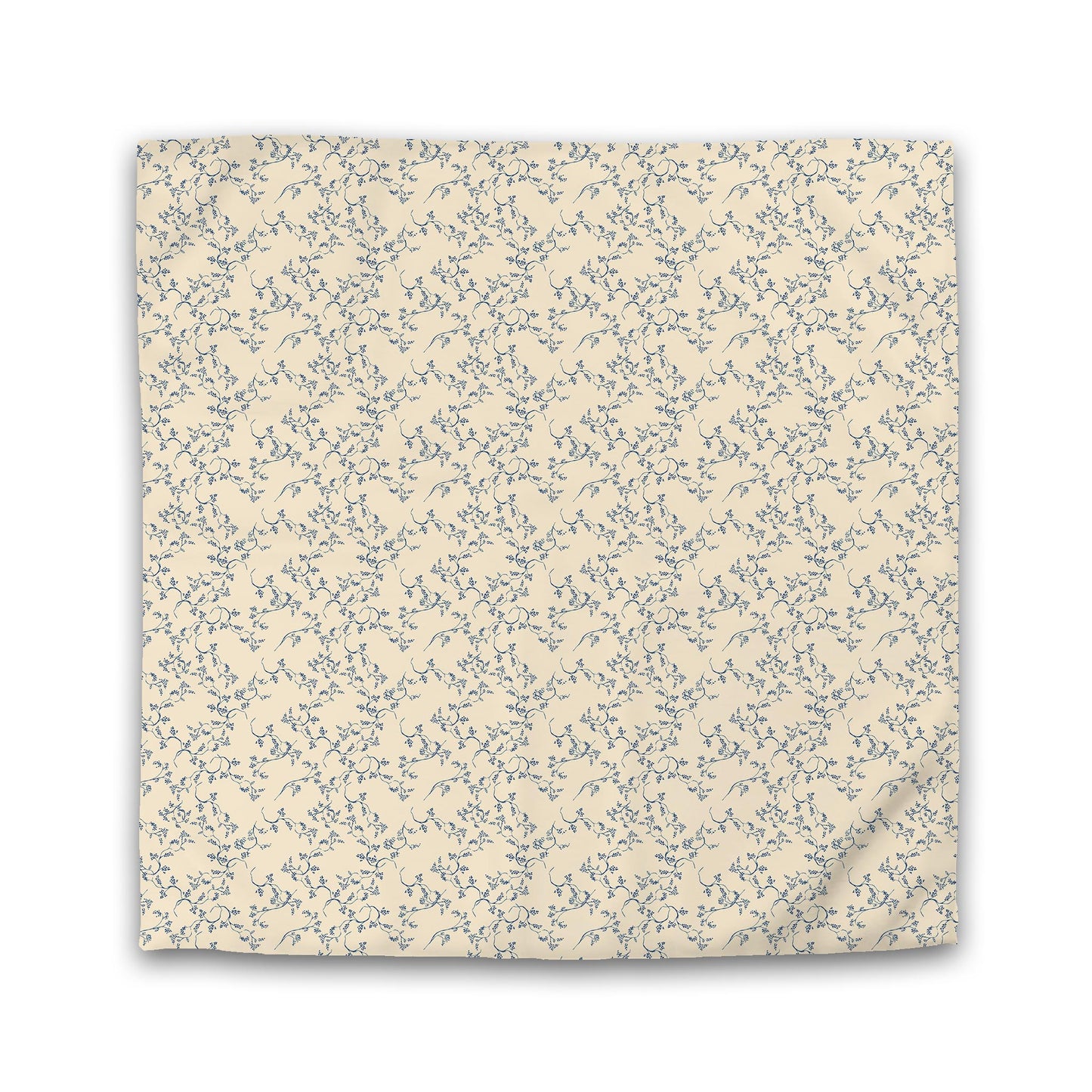 Beige Cotton Sateen Duvet Cover, Royal Blue Hand-painted Vine Print | CSDU-1295-181